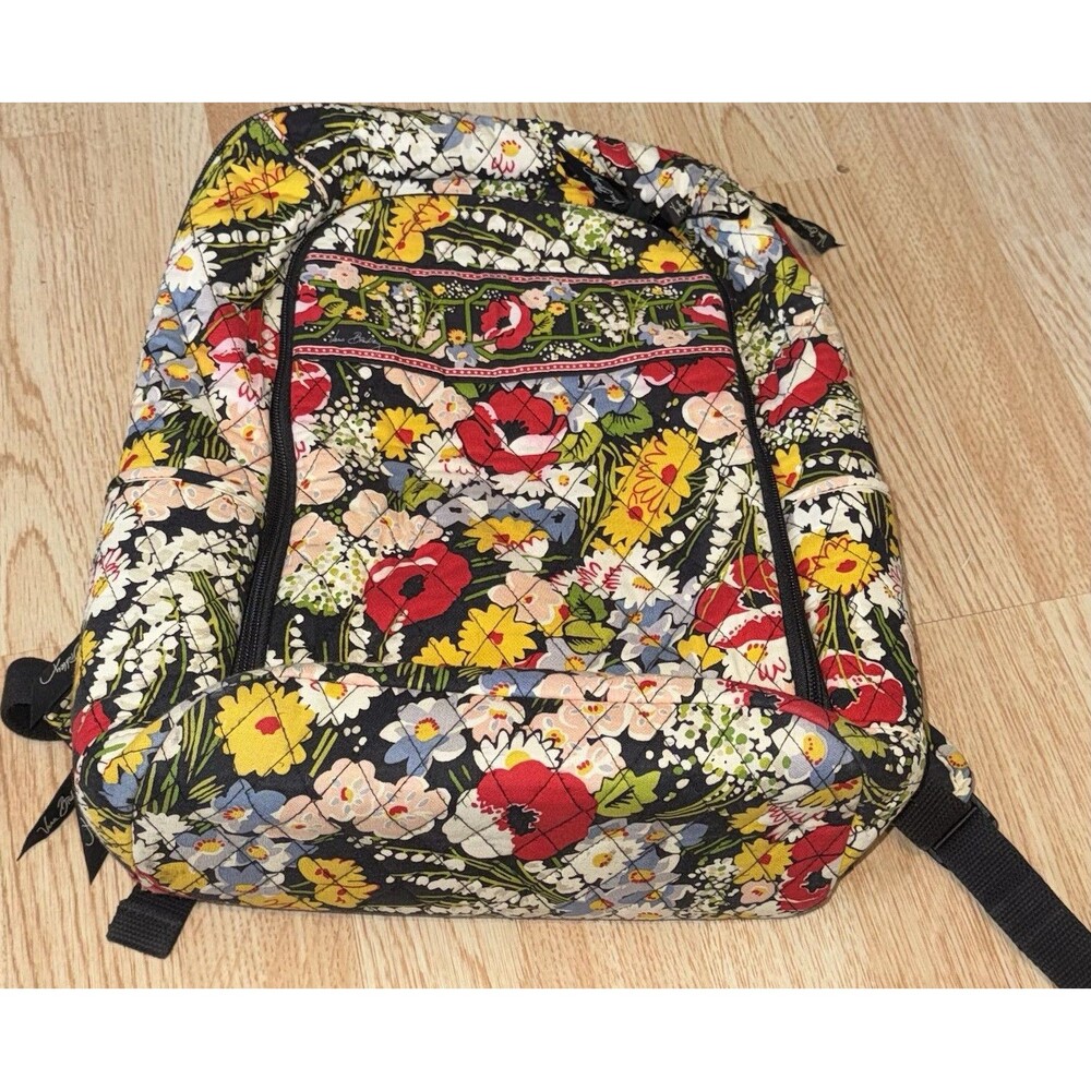 Vera Bradley Emma Backpack Poppy Fields Quilted Floral Laptop School Bag Retired
